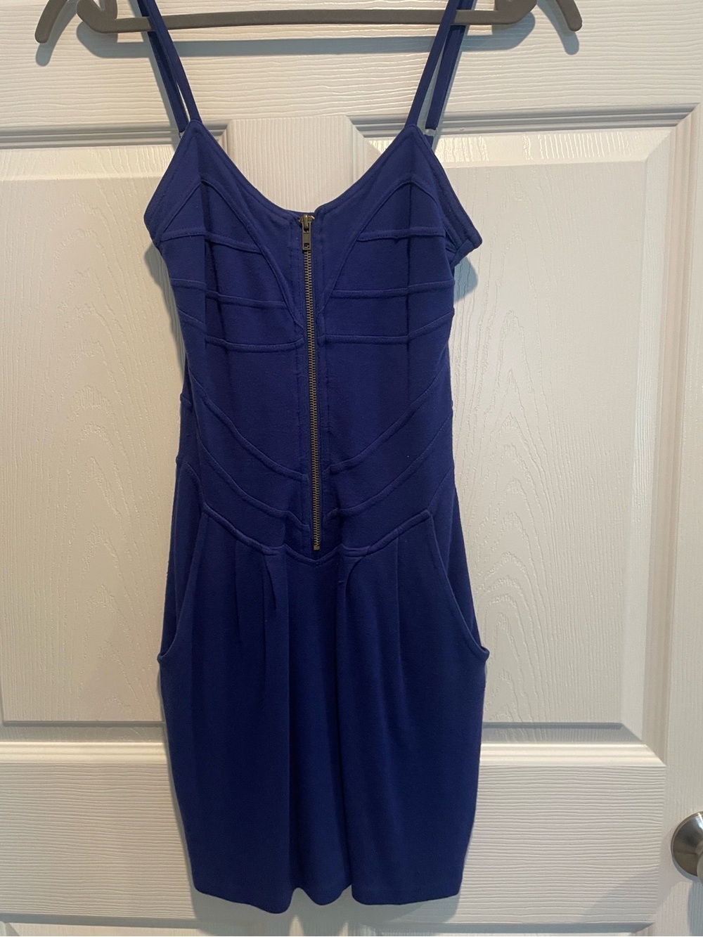 Soprano Royal Blue Sleeveless Zip-Front Mini Dress